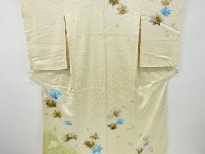 アンティーク　花模様刺繍一つ紋着物